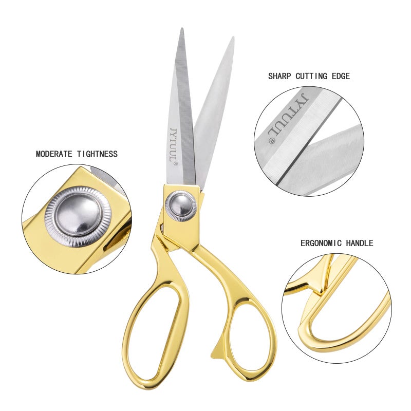 JYTUUL Professional Heavy Duty Tailor Scissors, Sharp Stainless Steel 8" Gold Dressmaker Shears Multipurpose Fabric Scissors Sewing Dressmaking Craft Scissors for Office and Home - Image 3